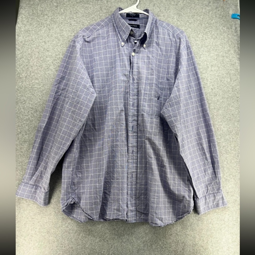 Nautica Men's Navy Plaid Button Down Shirt